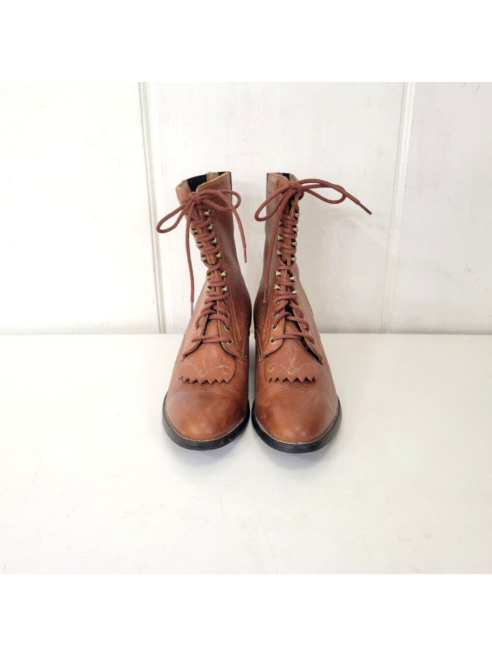 Ariat Heritage Women's Brown Leather Lace-Up Roper Kiltie Boots Size 8.5 Western - Picture 7 of 10
